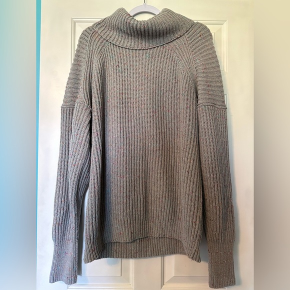 Free People Leon Tunic Cowl Neck Sweater Silver Gleam Combo - Picture 4 of 15